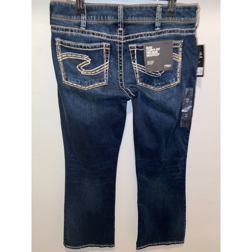 Silver Jeans Co. Suki Curvy Fit Mid Rise Bootcut 33 x 32 Dark Blue Denim NWT